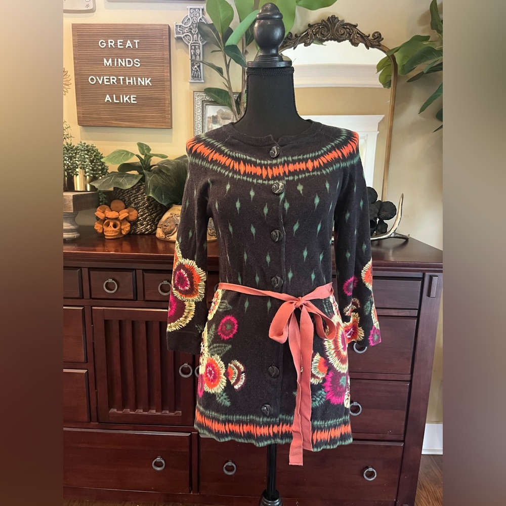 Anthropologie Sparrow Floral Sweater Sz XS